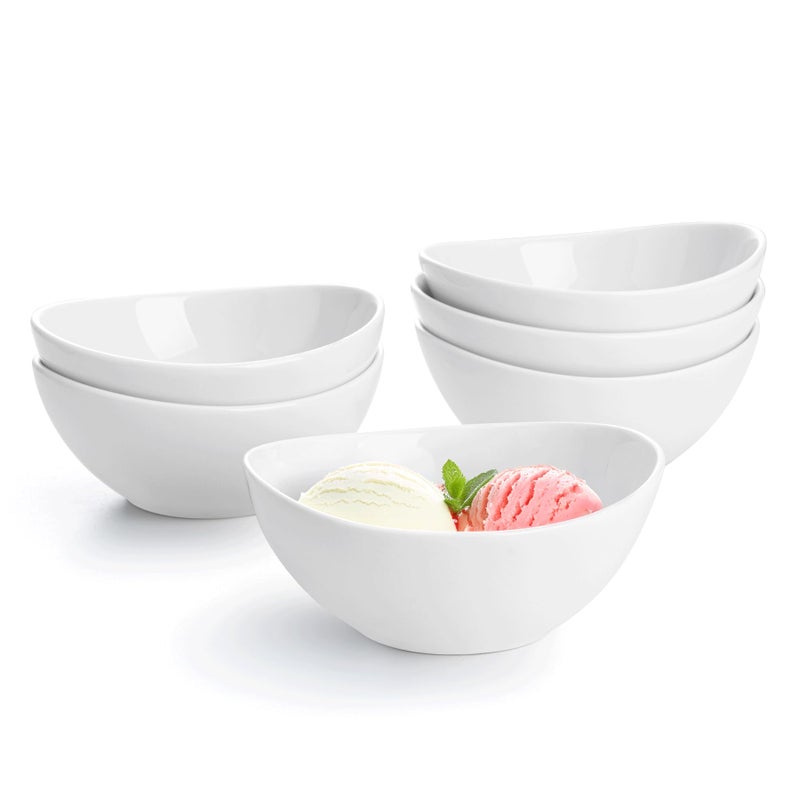 Sweese 10 oz Small White Porcelain Bowls - Set of 6 Dessert, Ice Cream, Snack & Yogurt Bowls, Ceramic Serving Bowls for Rice or Soup - Image 1